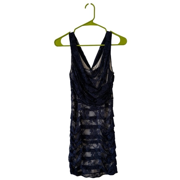 Navy Blue Lace Mini Bodycon Dress - Size S - Picture 1 of 6